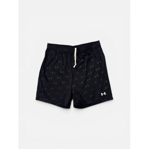 Under Armour Μαύρη Αθλητική Βερμούδα με All-Over Logo Print